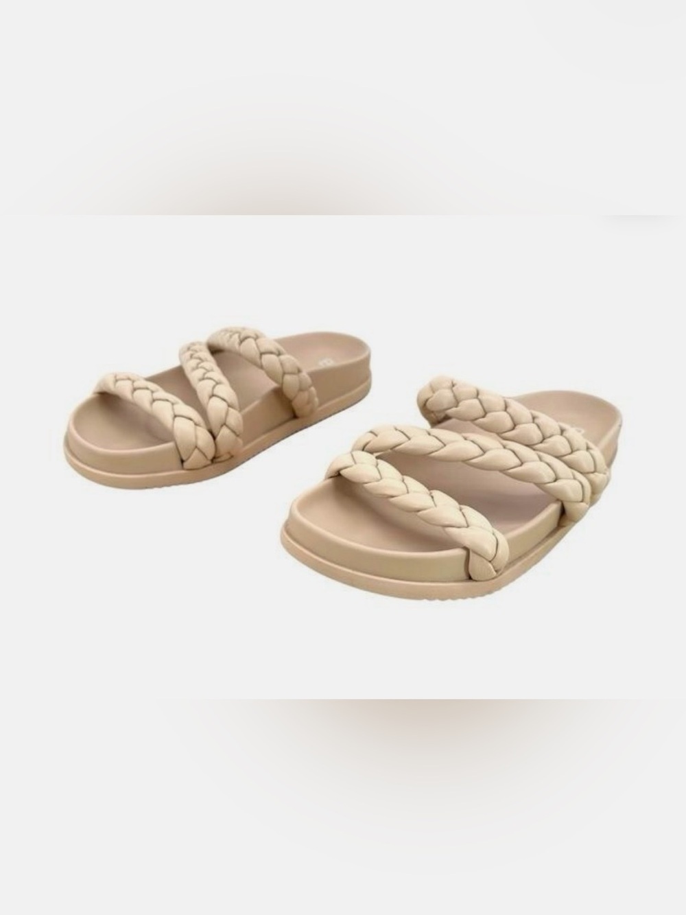 BP by Nordstrom-LIKE NEW! Braided Strap Slide Sandals Cream/Tan-sz9